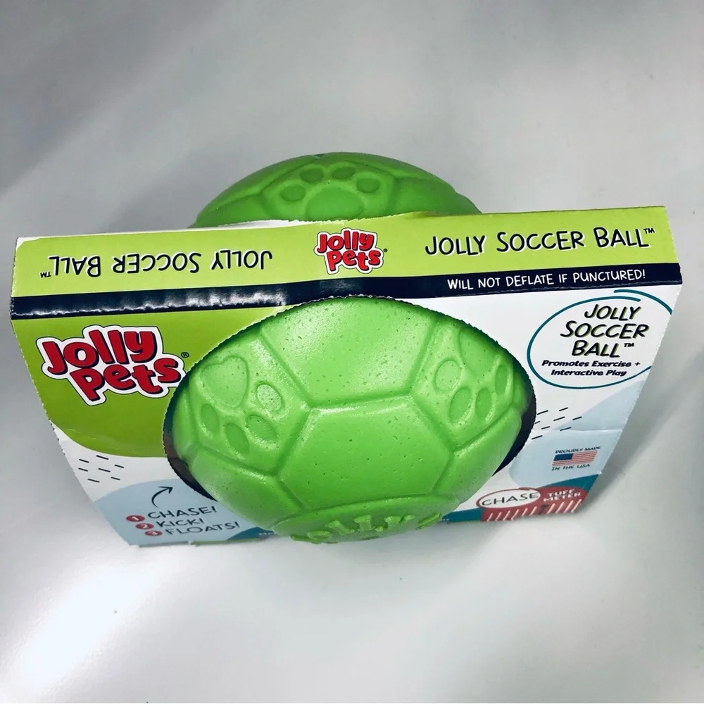NEW JOLLY PETS Dog Toy Soccer Ball 6” for Medium to Large Dog Green Apple
